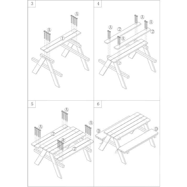Selected image for KINDER HOME Dečiji sto za piknik sa klupama i mekim jastucima, 89x79x50 cm