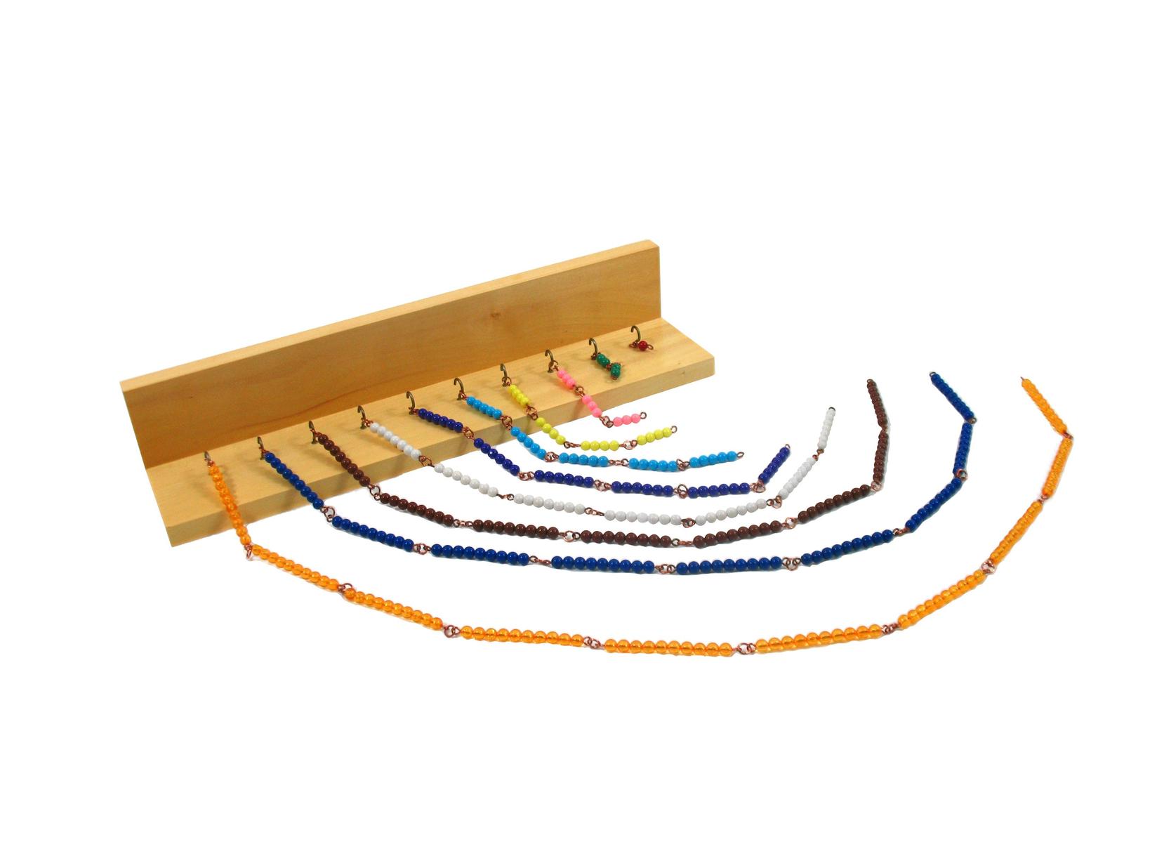 Montessori Šareni lančići za računanje i drveno postolje sa kukama