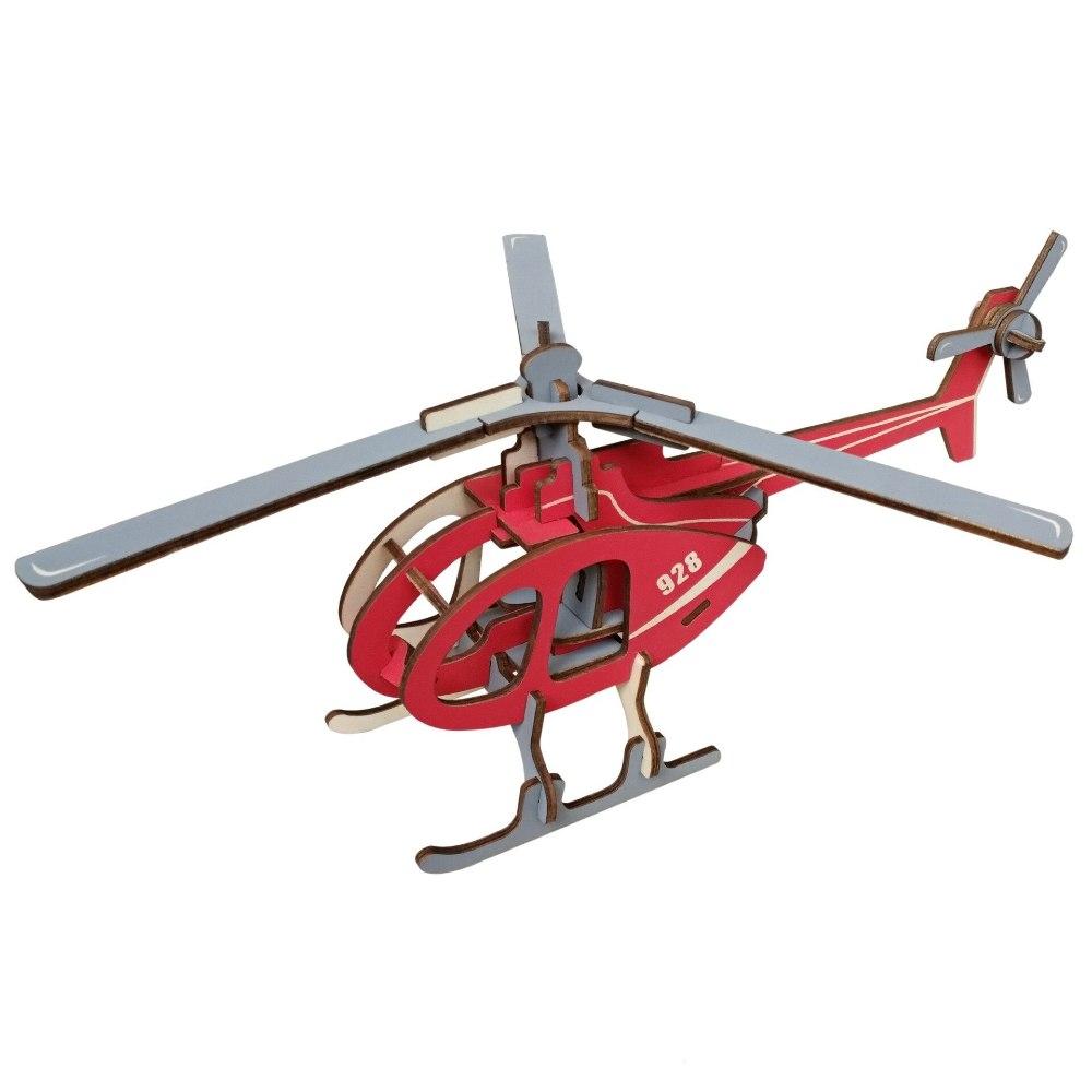 ČAROLIJASHOP 3D Drvena slagalica – Crveni helikopter