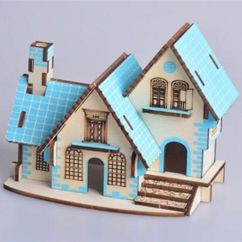 ČAROLIJASHOP 3D Drvena slagalica – Plava Kućica
