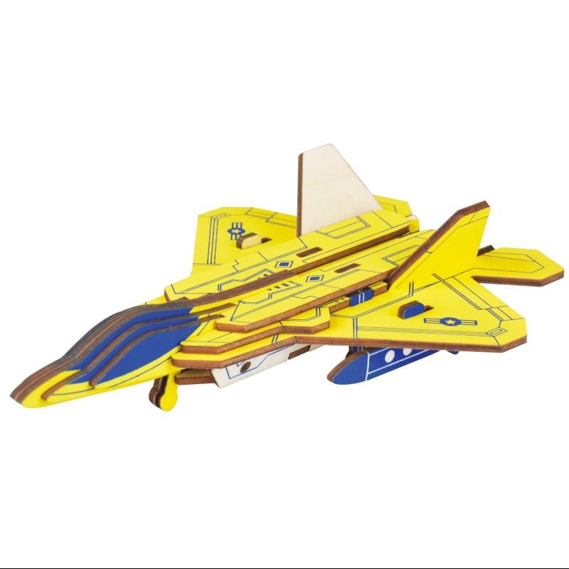 ČAROLIJASHOP 3D Drvena slagalica - Žuti f-22 raptor