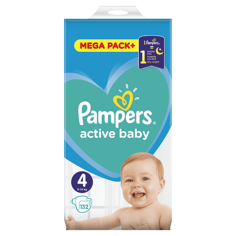 Selected image for Pampers Active Baby Pelene, Mega Box, Veličina 4, Maxi, 132 komada