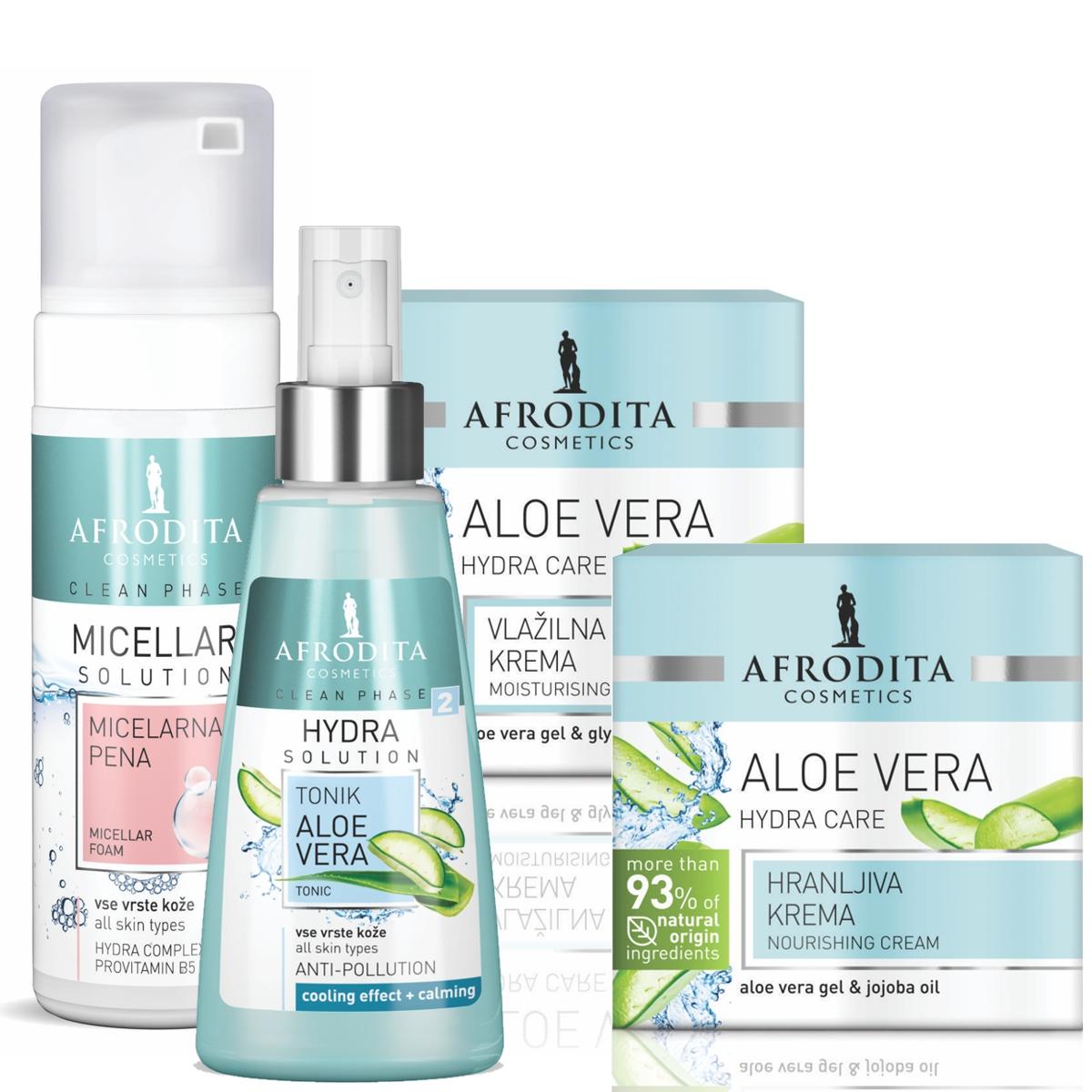 Afrodita Cosmetics Aloe vera Set za lice, 4 proizvoda