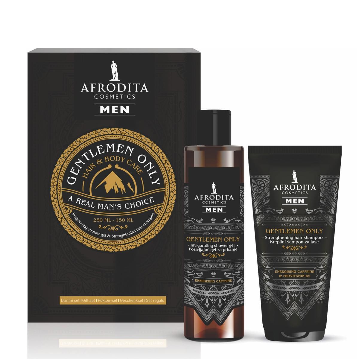 Afrodita Cosmetics Poklon set Gentlmen, Šampon za kosu 150 ml + gel za tuširanje 230 ml