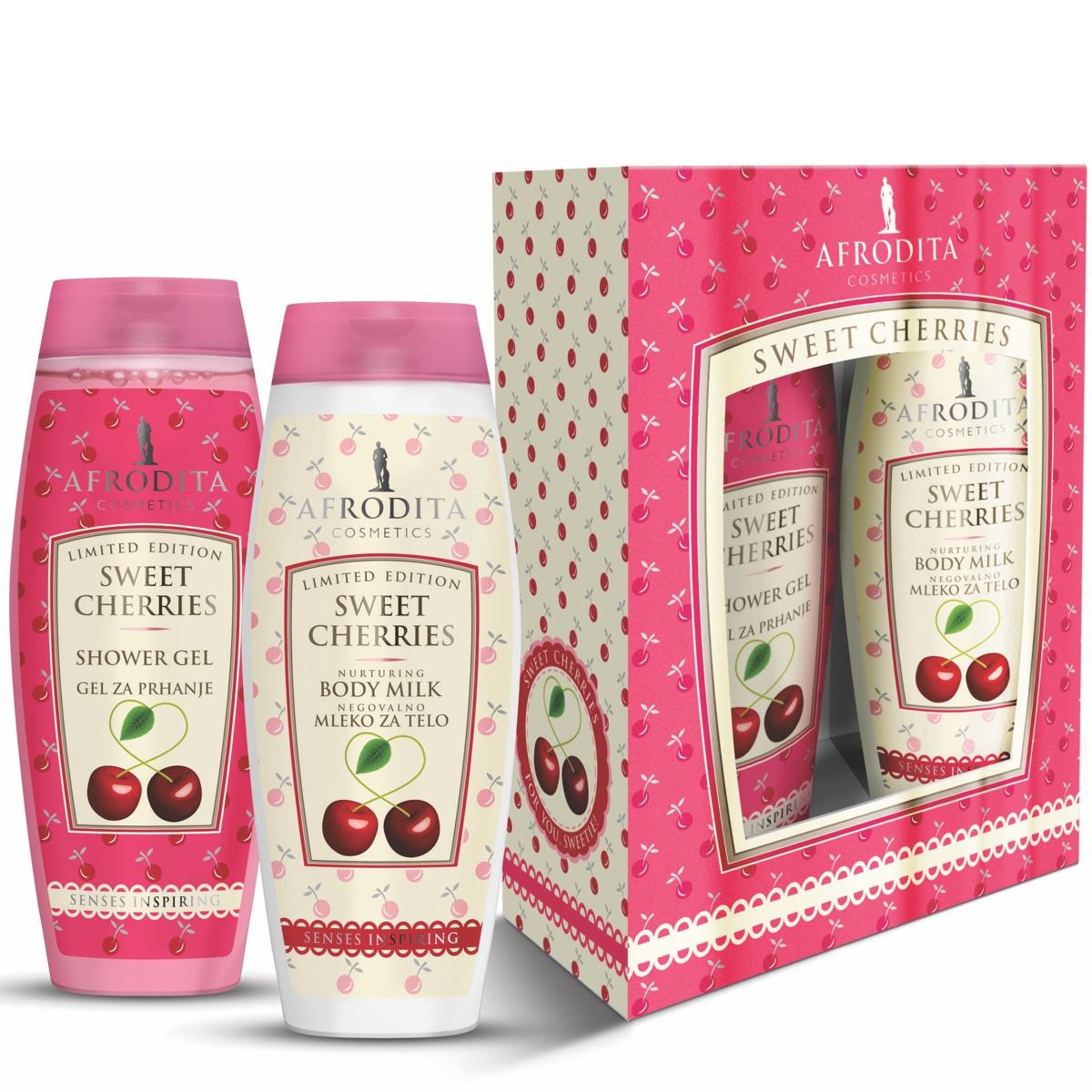 Selected image for Afrodita Cosmetics Poklon set Sweet cheries, Gel za tuširanje 200 ml +mleko za telo 200 ml