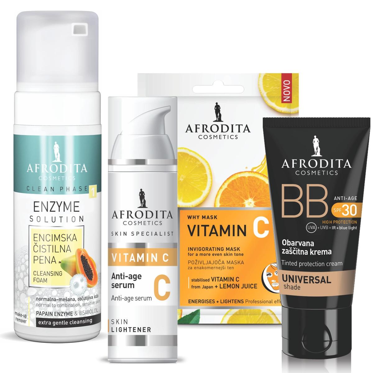 Afrodita Cosmetics Vitamin C Set za lice, 4 proizvoda