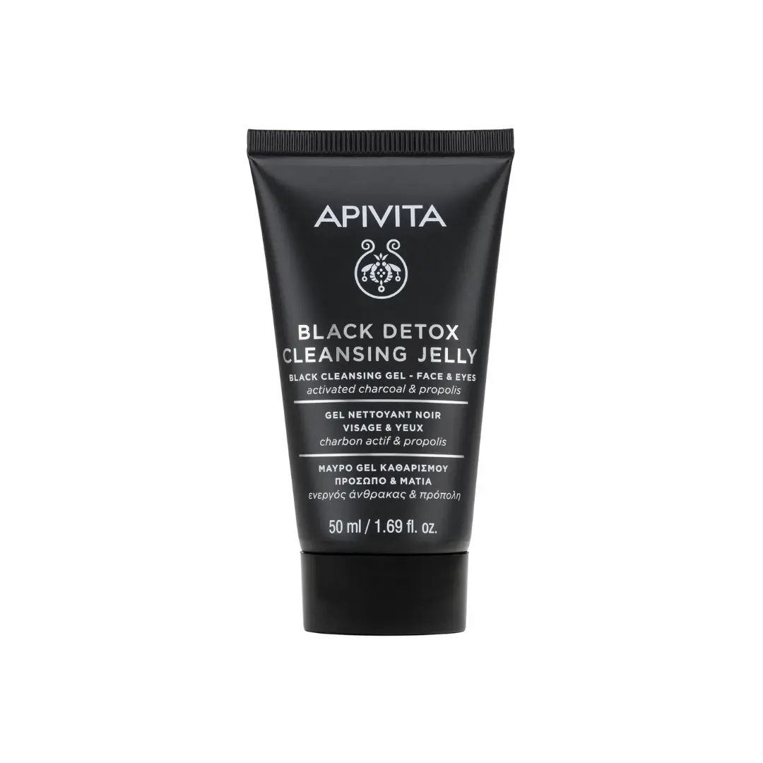 APIVITA Gel za čišćenje lica Black Detox Activated Charcoal & Propolis 50 ml