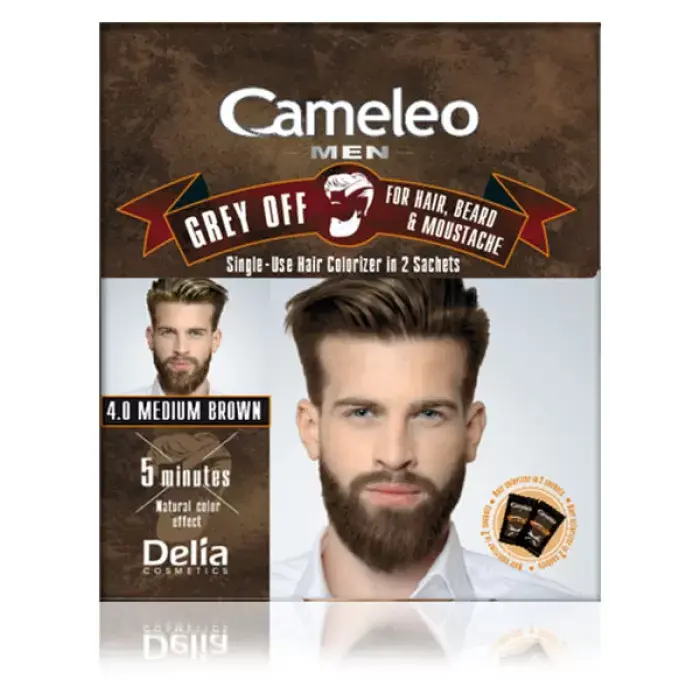 DELIA Farba protiv sedih za kosu, bradu i brkove CAMELEO MEN 4.0 srednje smedja 2x15ml