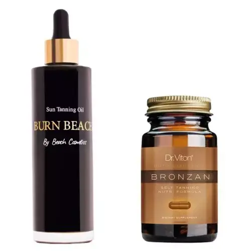Set Beach Cosmetics Burn ulje za sunčanje na bazi zelenog oraha 100ml + Dr. Viton Bronzan, 30 kapsula