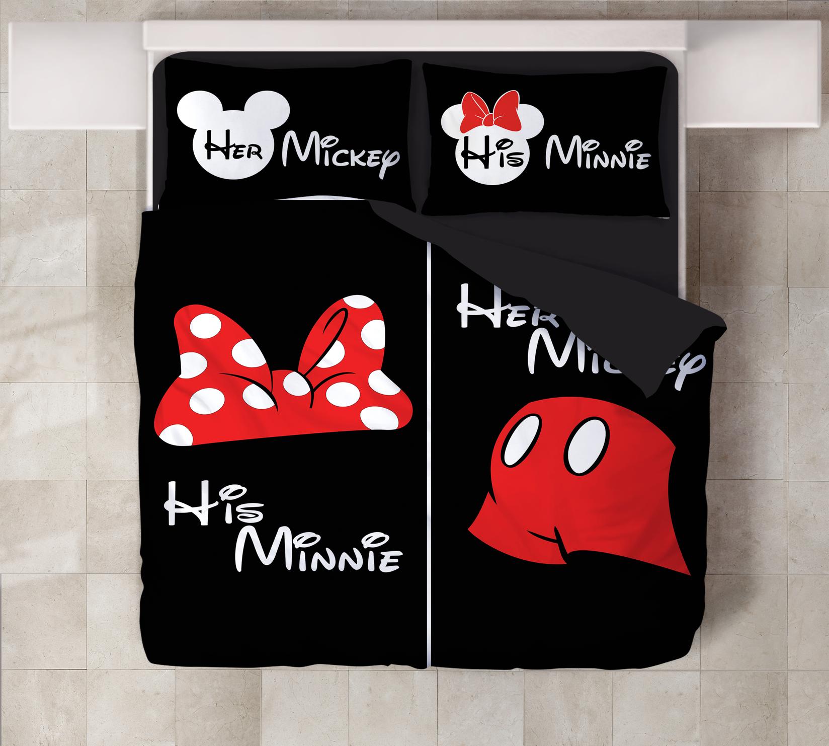 MEY HOME Posteljina Mickey and Minnie 3D 200x220cm crna