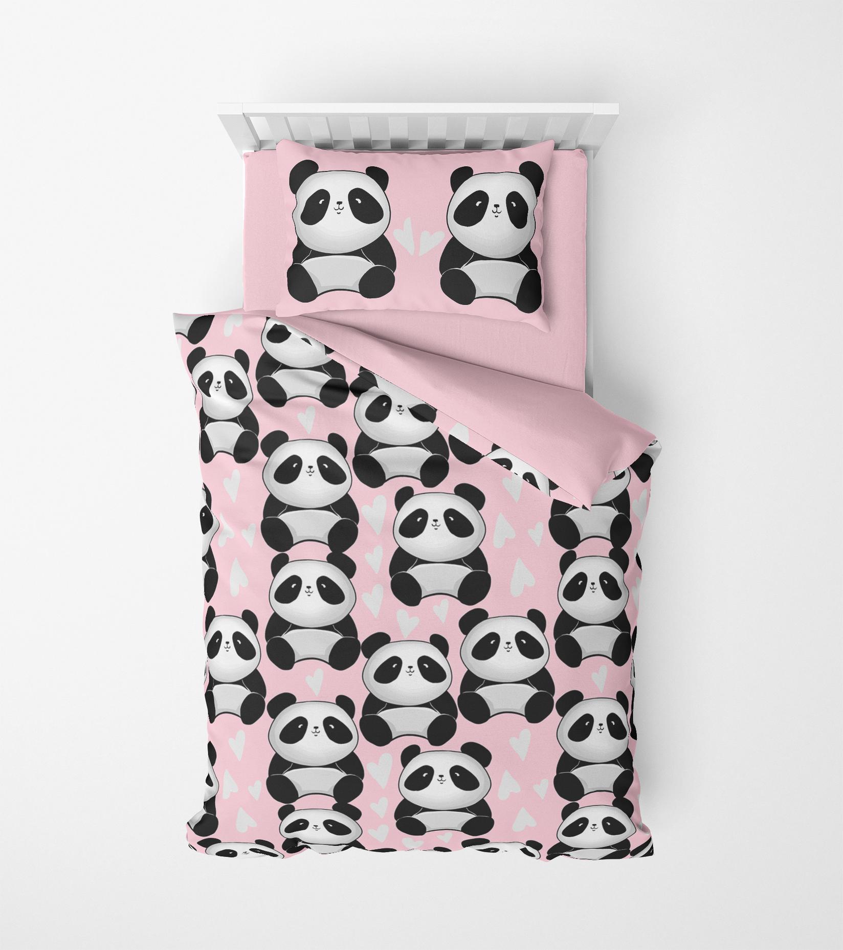 MEY HOME Posteljina sa panda motivom 3D 160x220cm roze