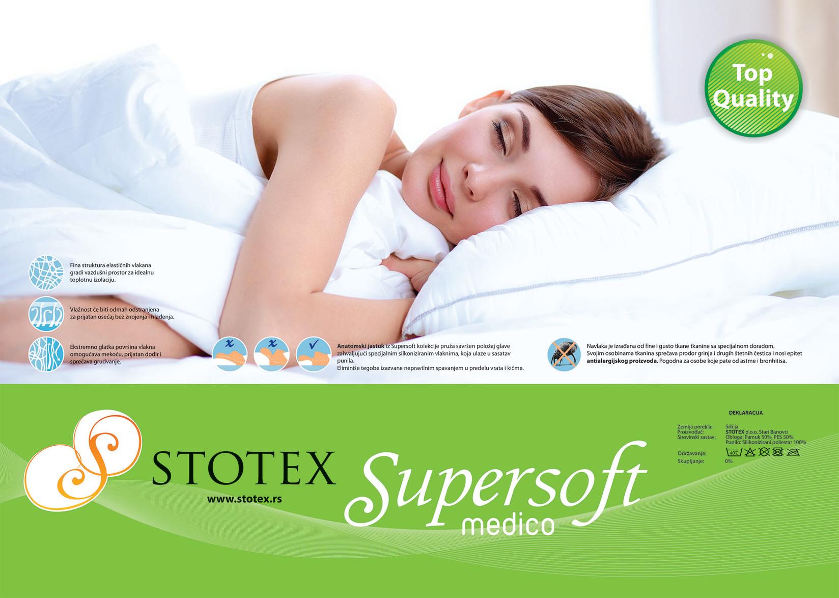 Selected image for STOTEX Antialergijski jastuk Supersoft Medico (manje punjenje) 50x70 beli