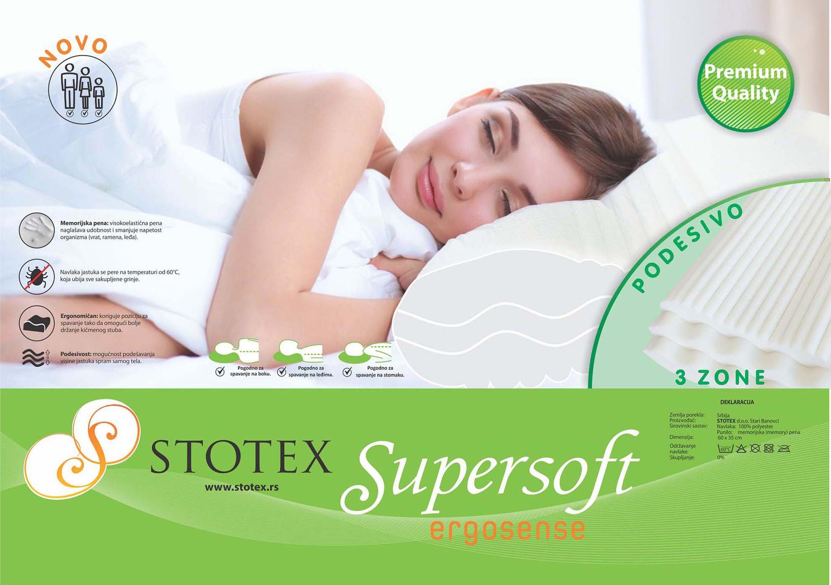 Selected image for STOTEX Set dva jastuka Supersoft Ergosense 35x60 beli
