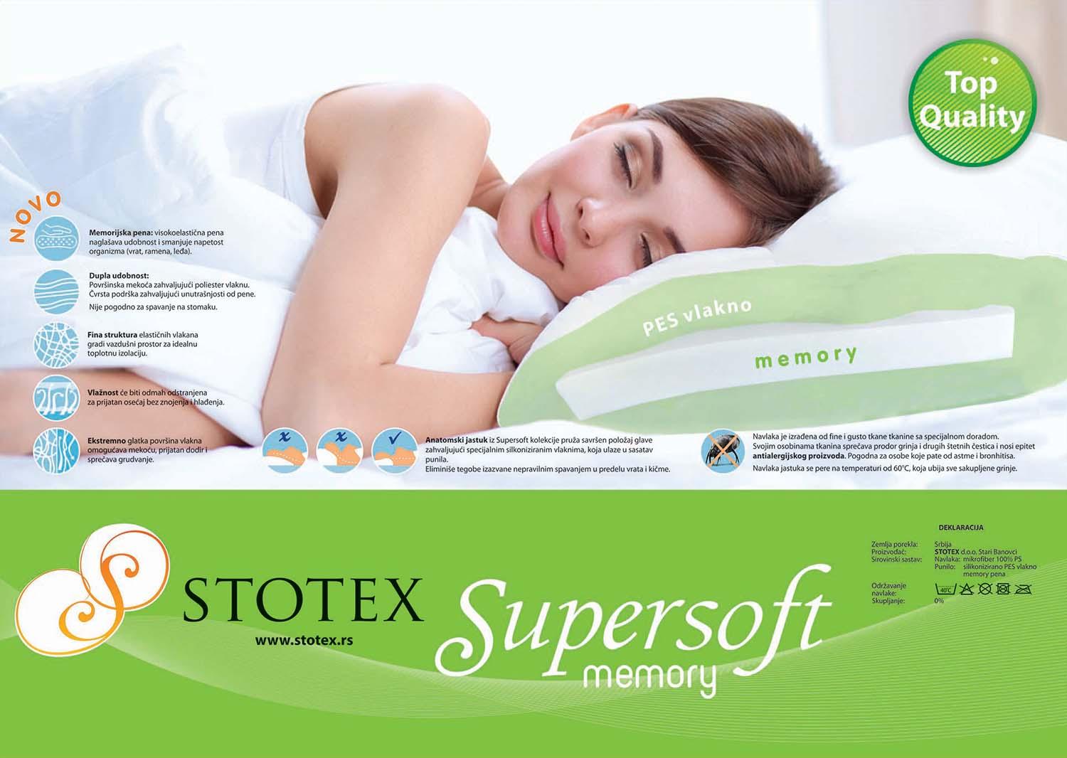 STOTEX Set dva jastuka Supersoft Memory 48x68 beli