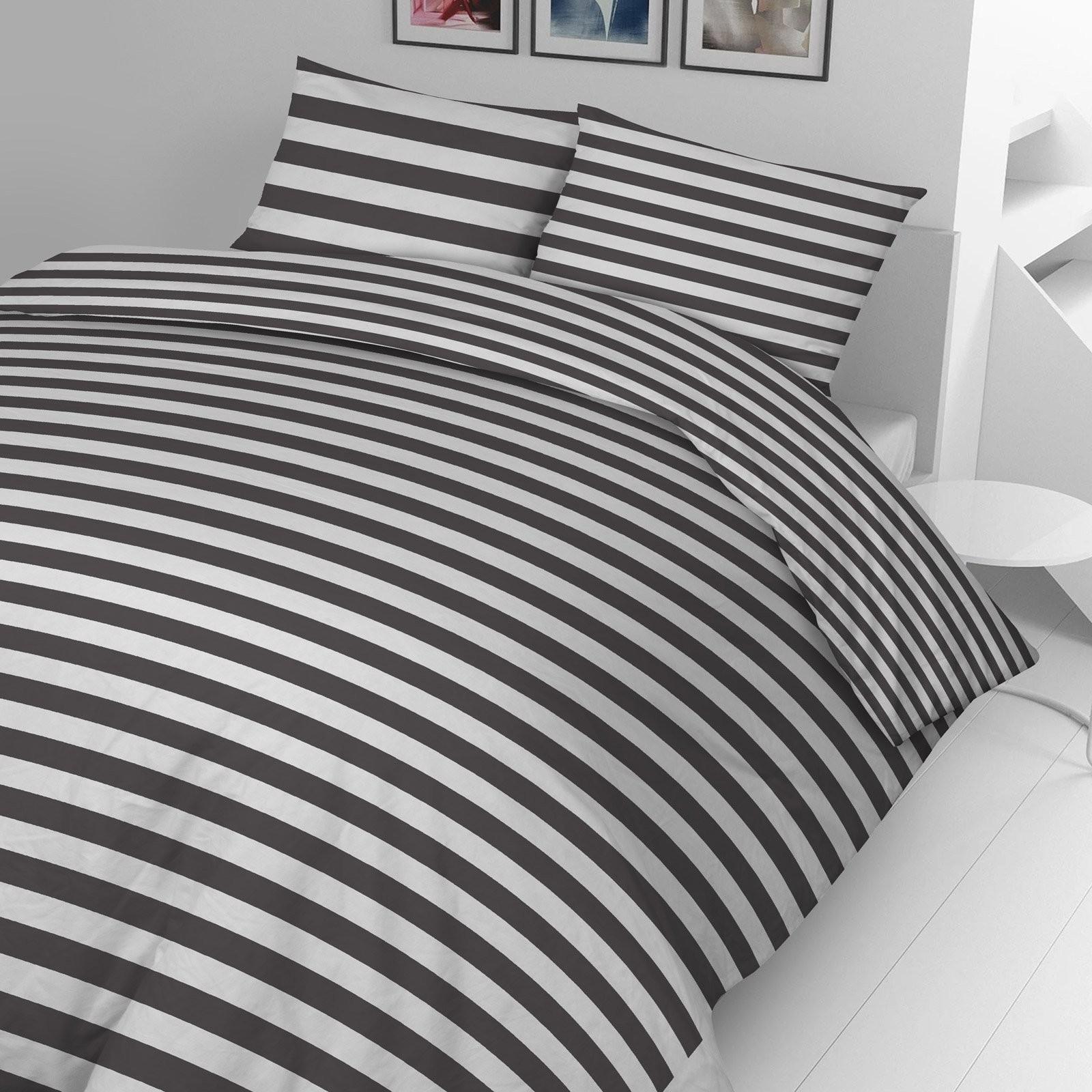 Slike SVILANIT Pamučna posteljina Black Stripes 140x200 + 50x70 crno-bela