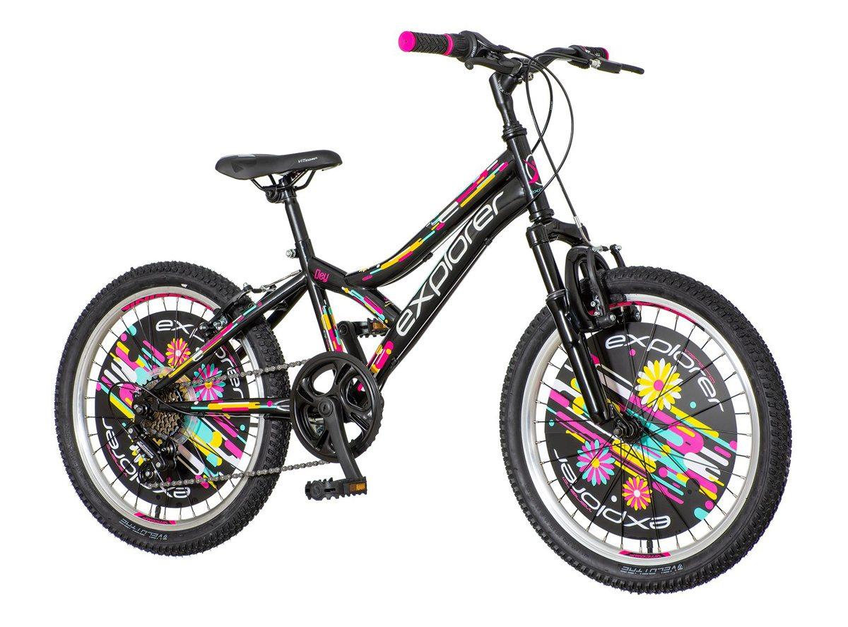 EXPLORER Bicikl za devojčice DEY201 20"/11" šareno-crni