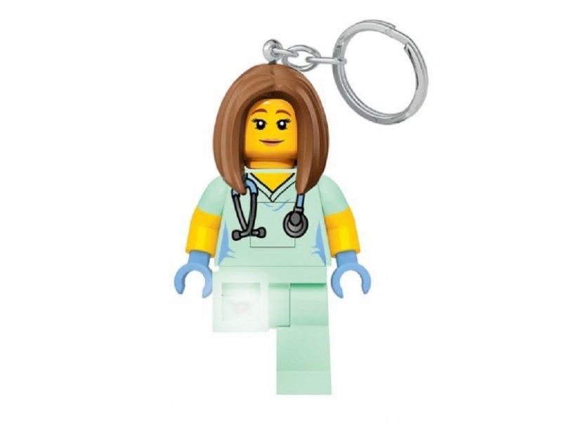 LEGO Classic Privezak za ključeve Medicinska sestra, sa svetlom, 76 mm, metalni, Zeleni
