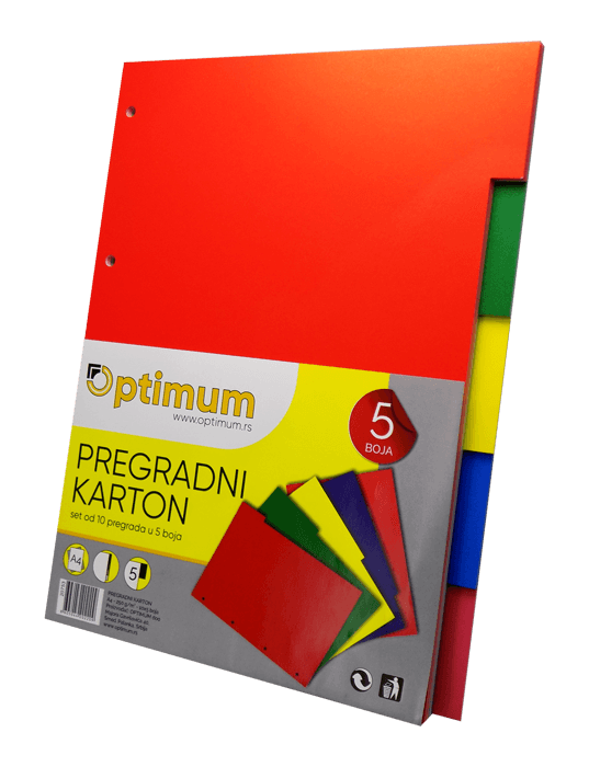 Selected image for OPTIMUM Pregradni karton u 5 boja A4 50/1