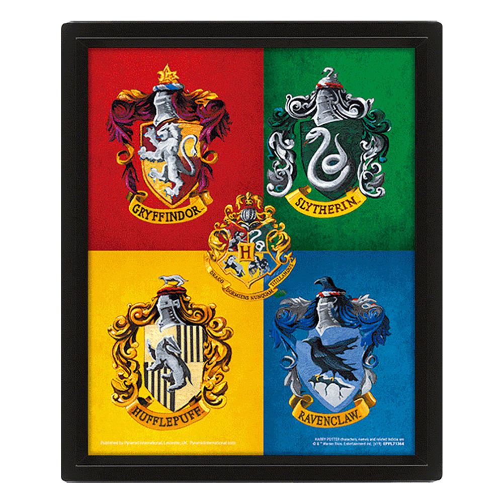 Selected image for PYRAMID INTERNATIONAL Nalepnica Harry Potter (Colourful Crests) - Framed