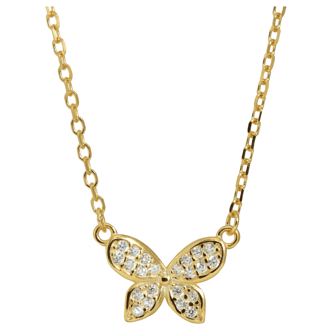 J&B JEWELLERY Srebrna ogrlica 925 - Q3G zlatna sa leptirićem