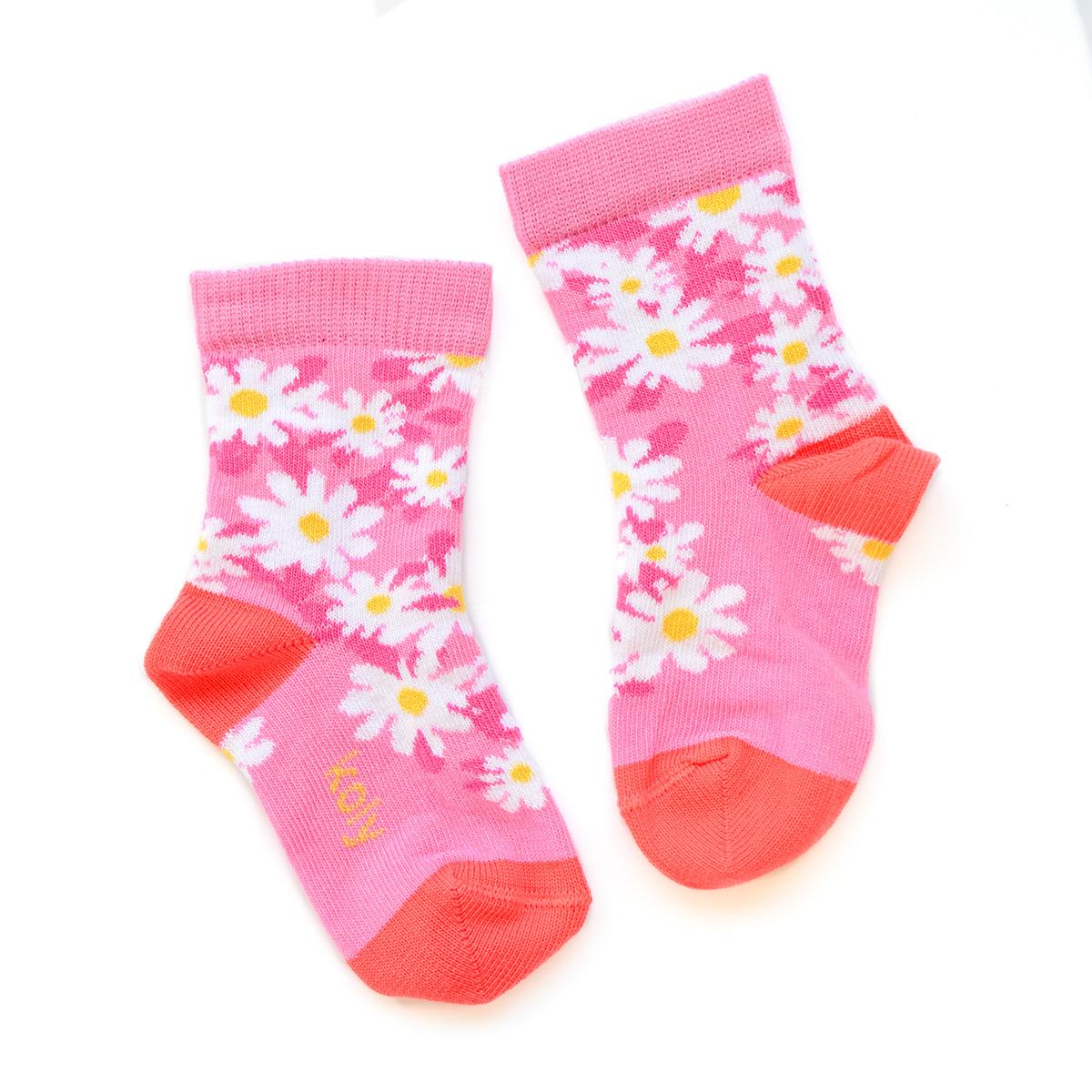 KOLY SOCKS Čarape sa cvetićima pink