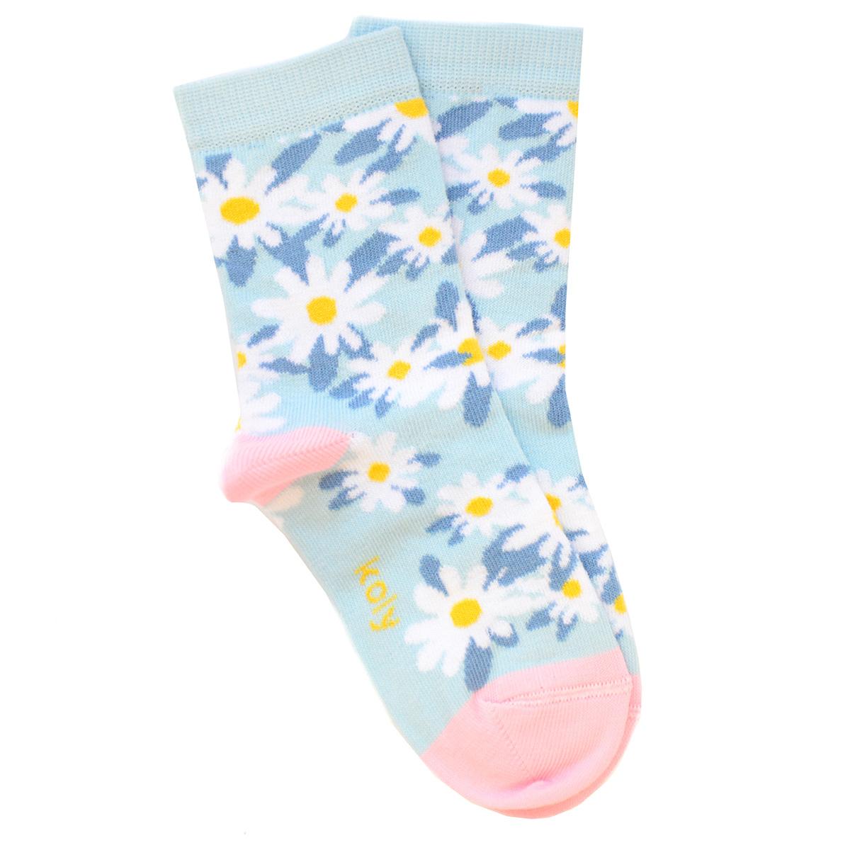 KOLY SOCKS Čarape sa cvetićima bebi plave