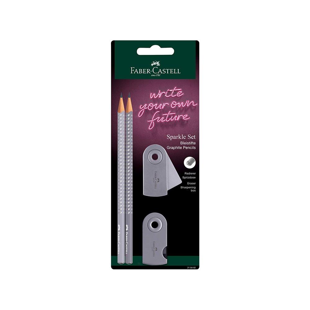 Slike FABER CASTELL Set dve grafitne olovke Polyblister Sparkle + rezač + gumica