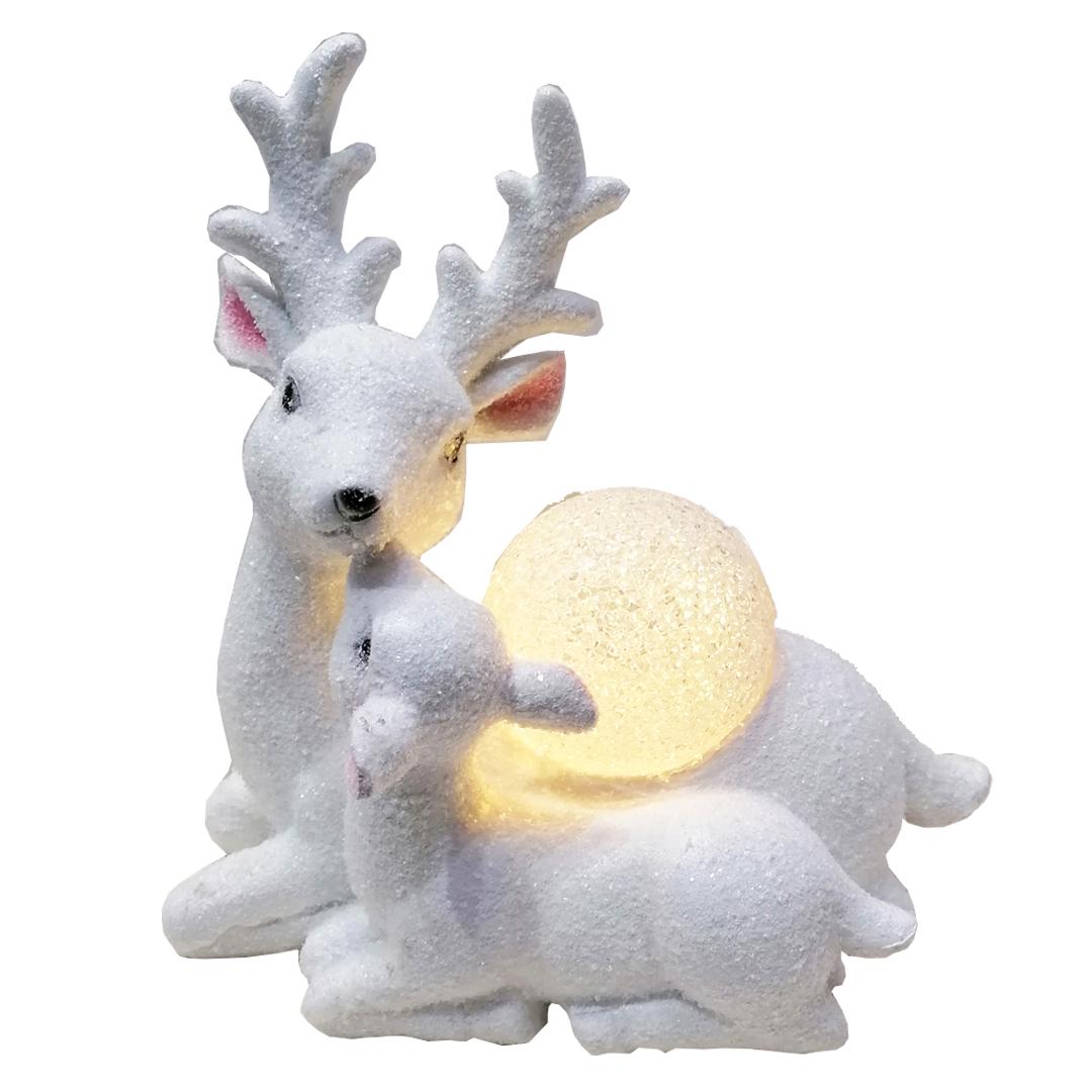Novogodišnja dekoracija jelen sa lanetom bela