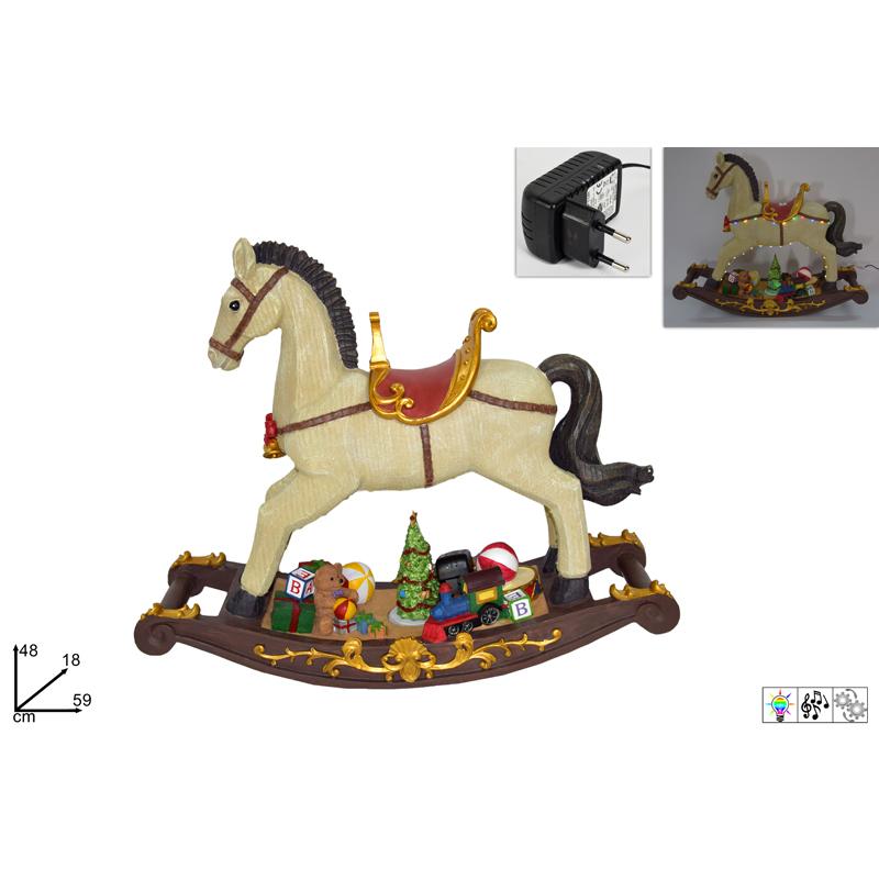 Novogodišnja figura Muzički konj sa poklonima LN001505 šarena