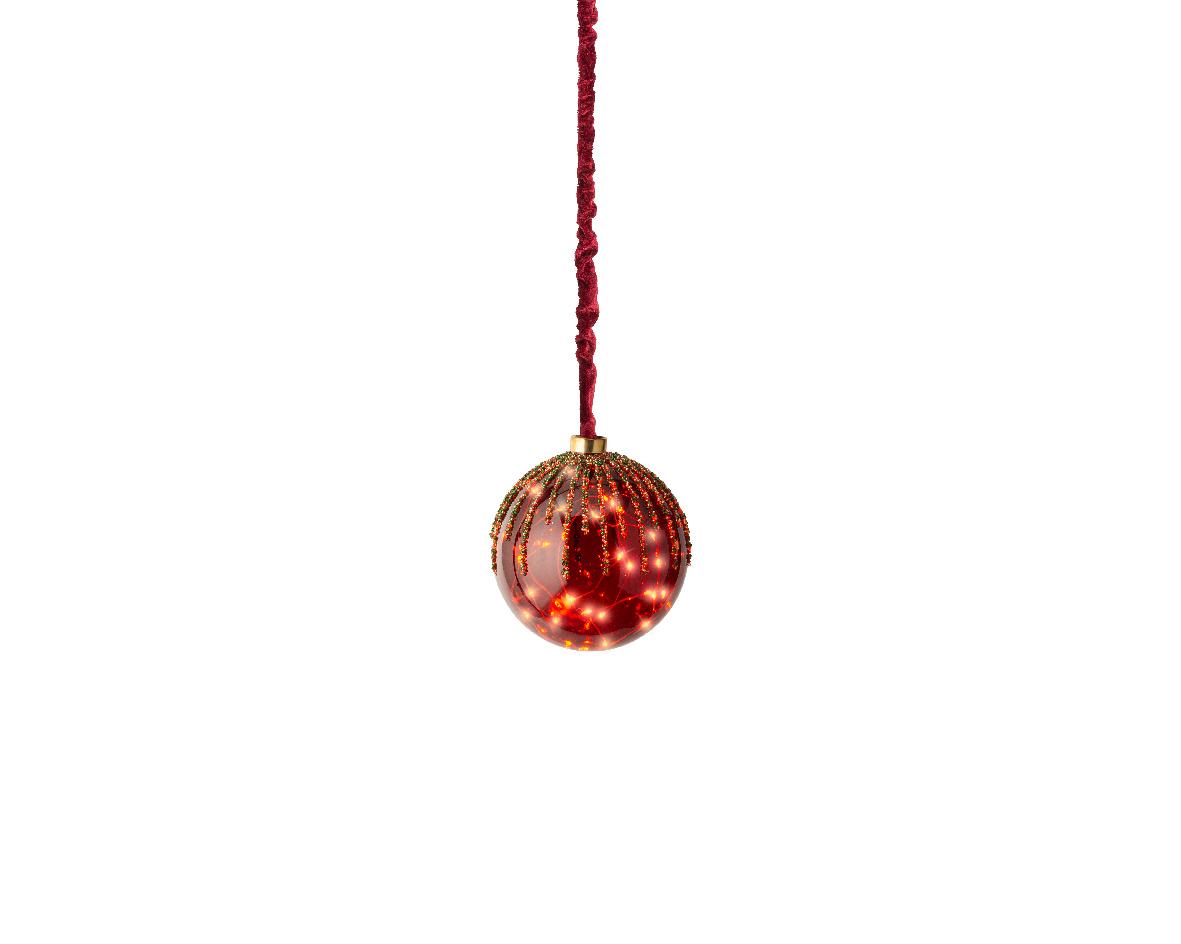 Slike Novogodišnja kugla sa LED svetlom 14 cm 486305 crvena