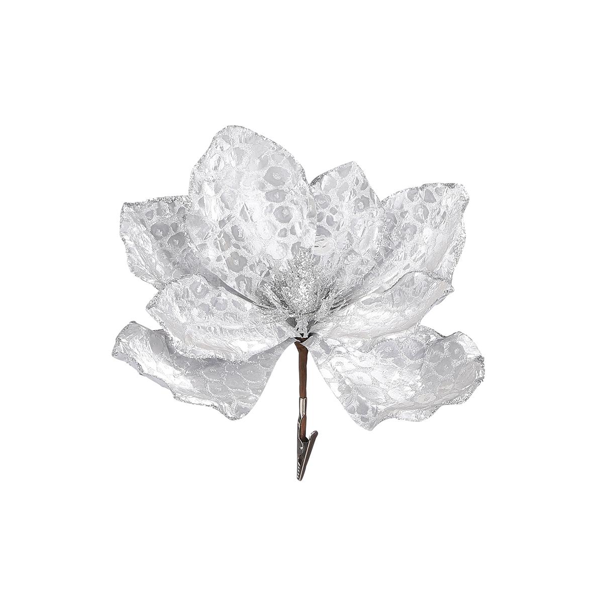 Selected image for Novogodišnji ukras Cvet magnolije srebrni