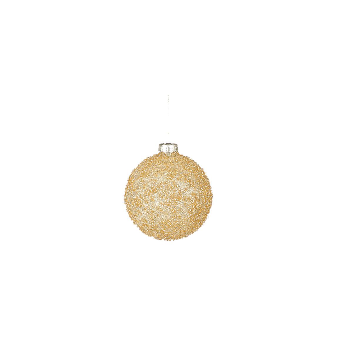 Staklena novogodišnja kugla sa perlama zlatna