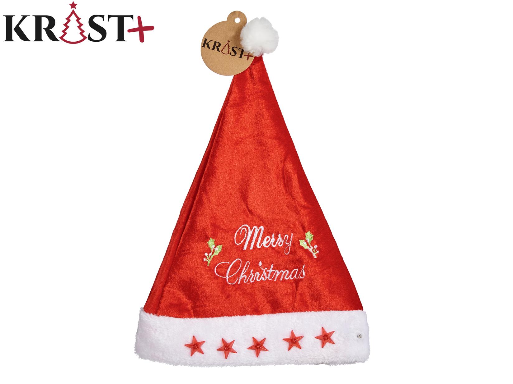 KRIST+ Novogodišnja kapa sa zvezdicama crvena