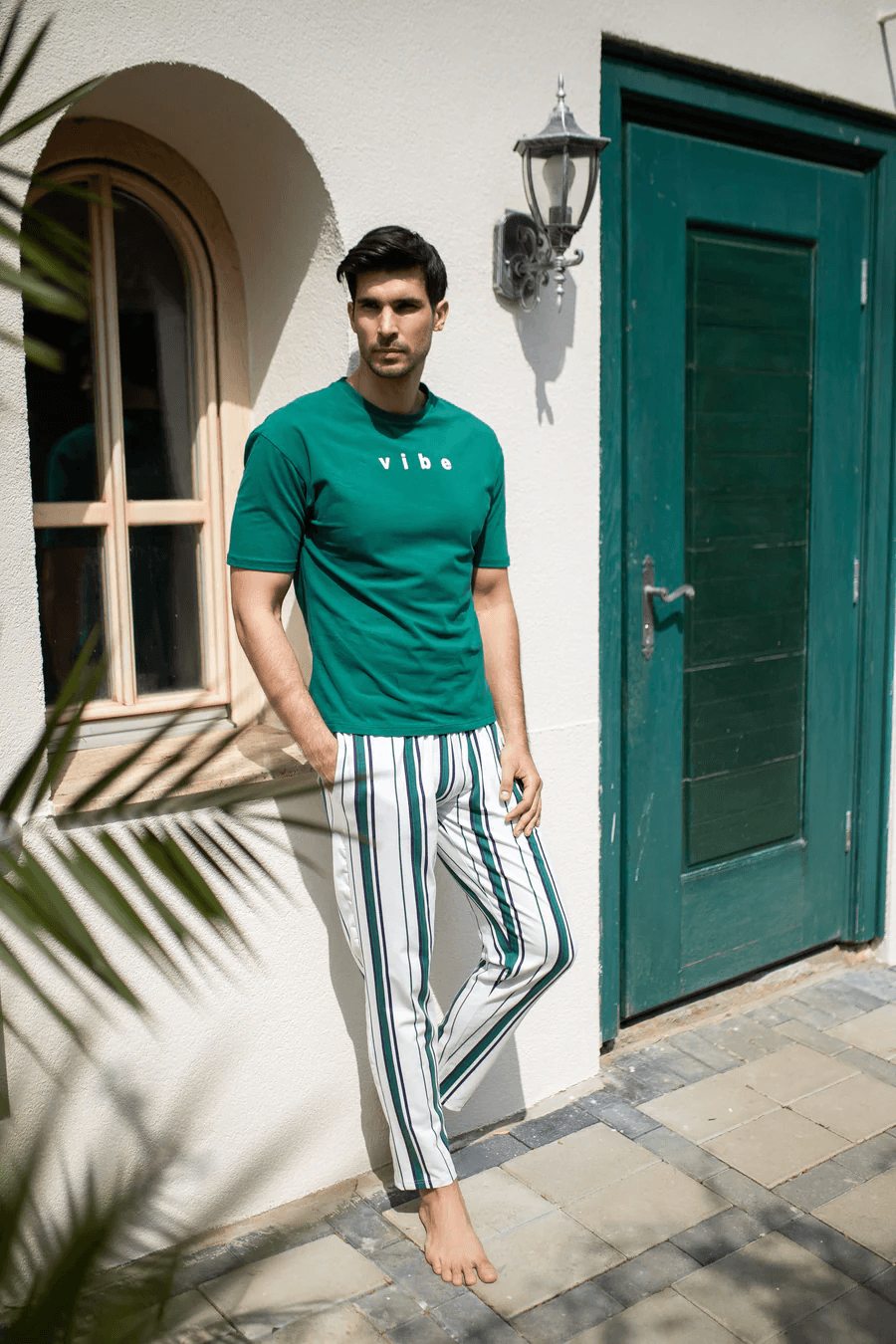 DAX INTIMO Muška pidžama Emiliano belo-zelena