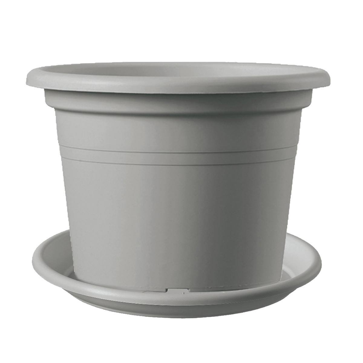Selected image for DEROMA Set od 3 plastične saksije cilindro 30cm cemento sa podmetačima od 26cm