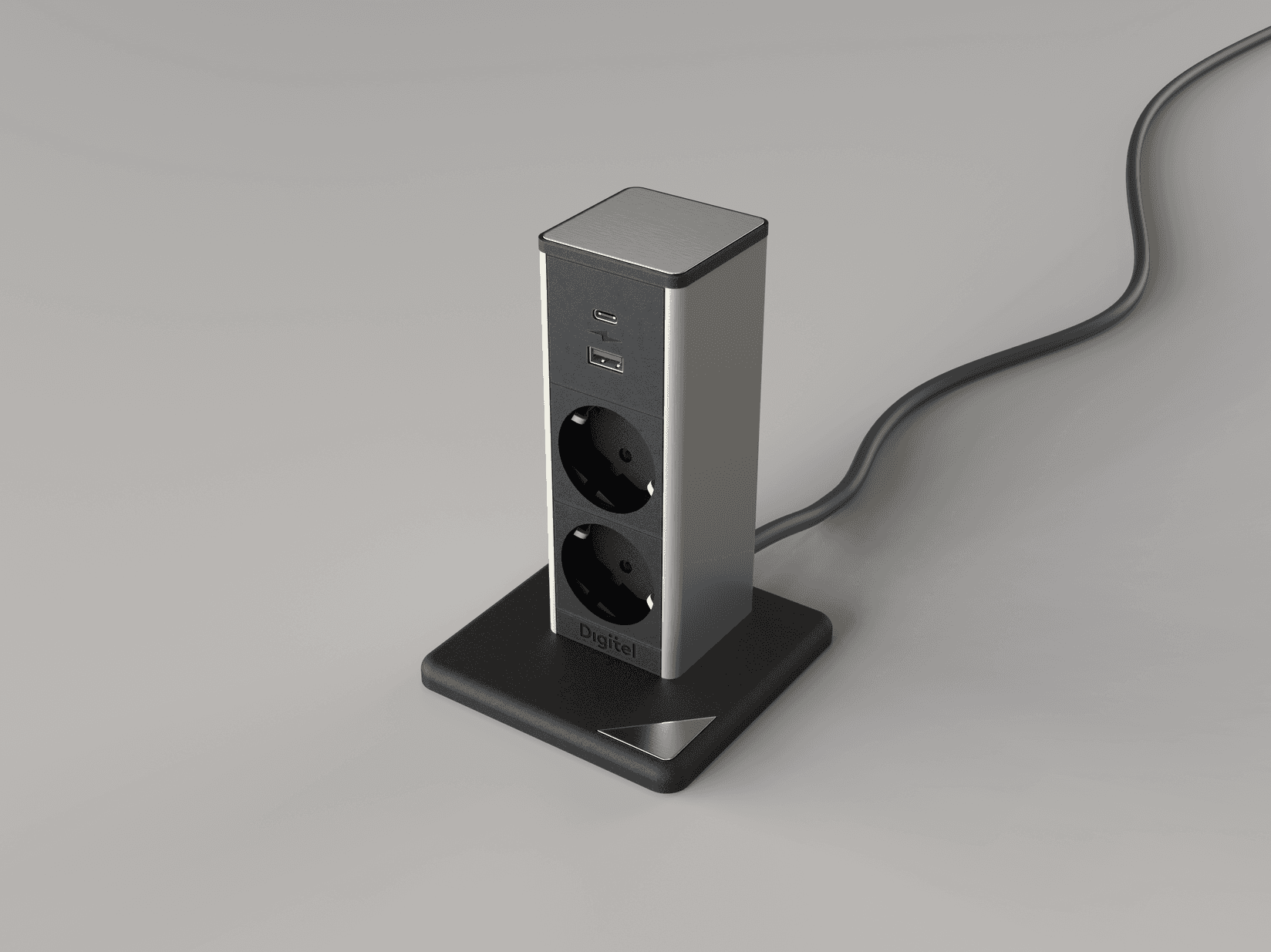 Slike DIGITEL Uspravna utičnica bez bušenja StandUp 3 sa 3m kabla srebrno-crna