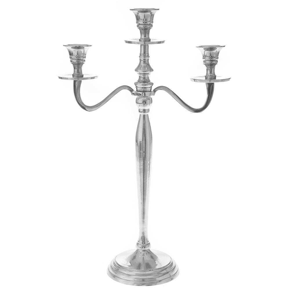 DIKER HOME Metalni svećnjak za 3 sveće 29x46 cm boja srebra