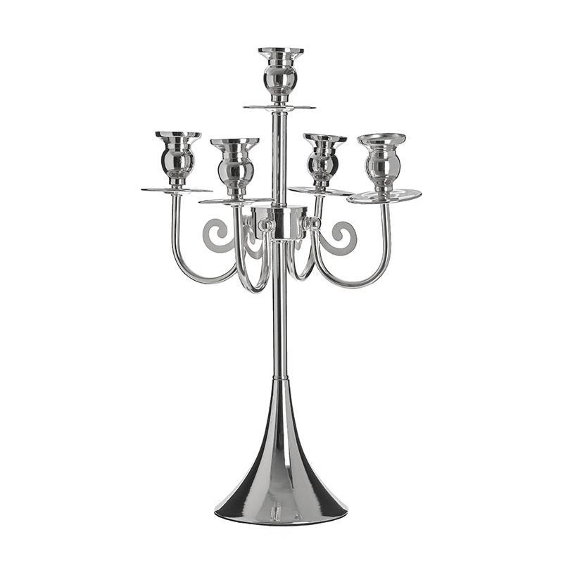 DIKER HOME Metalni svećnjak za 5 sveća 34x32x48 cm boja srebra