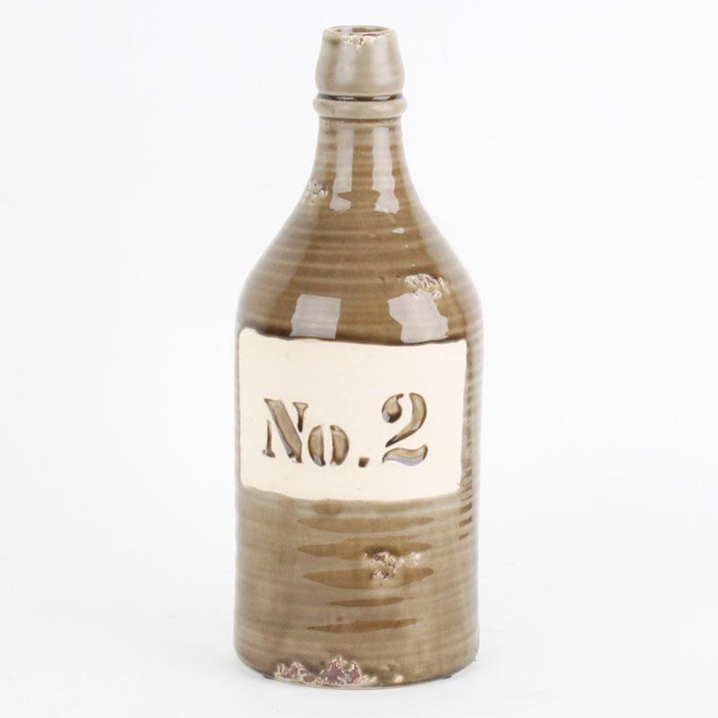 DIKER HOME Keramička vaza u obliku flaše "no2" 13*33cm braon