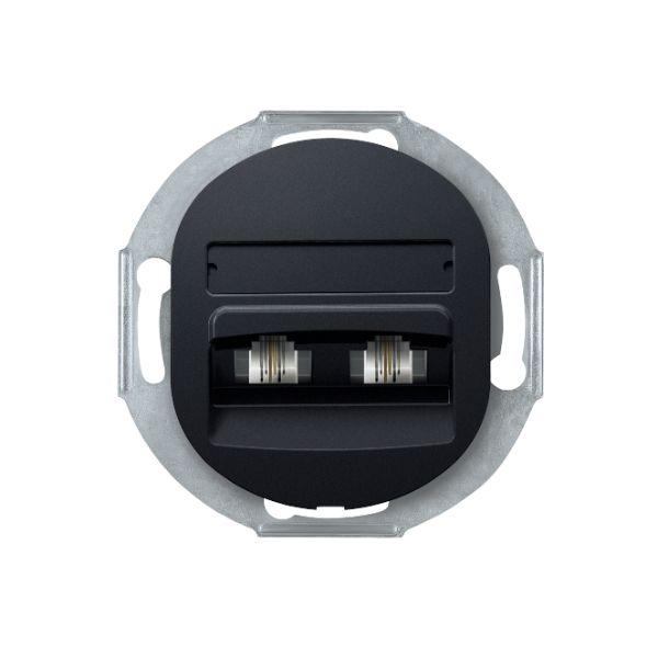 ALING-CONEL Priključnica telefonska bez maske 2xRJ12 6/4 Cat 3, crna soft