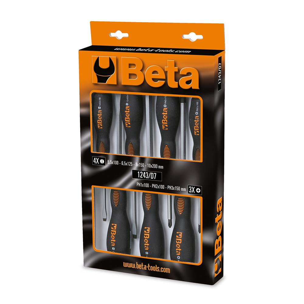 Beta Set odvijača ravni i krstasti ojačani za udaranje 7/1
