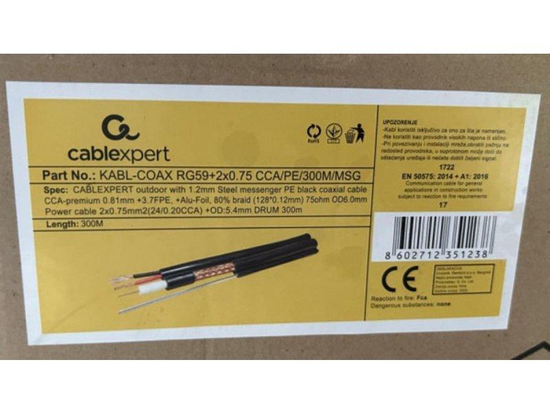 Selected image for GEMBIRD KABL-COAX-RG59+2X0.75 CCA/PE/300M/MSG outdoor koaksialni kabl sa napojnim kablom 2x0,75 + SAJLA 300m