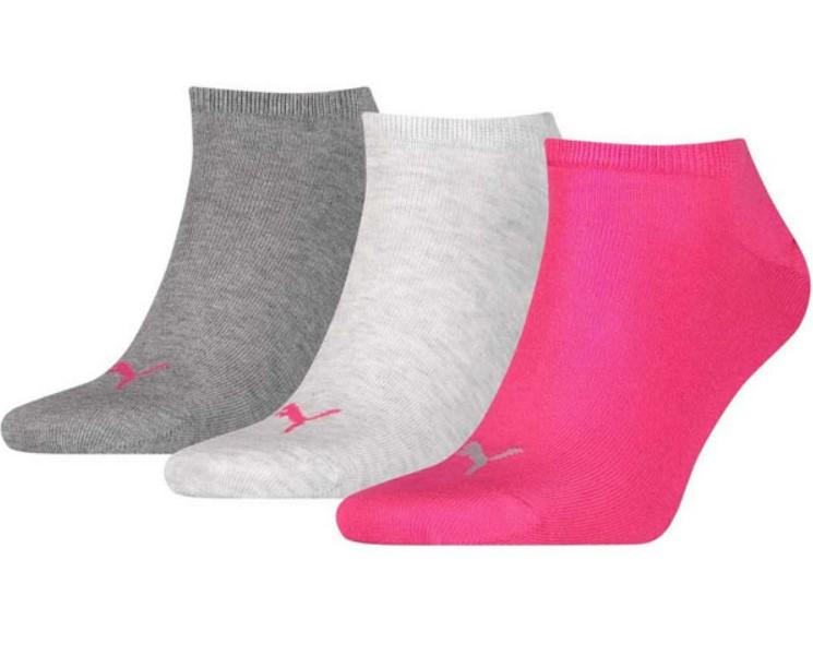 PUMA Ženske čarape SNEAKER PLAIN 3/1 sive, svetlosive i roze