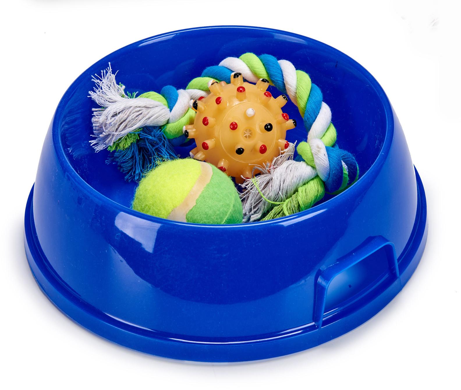 Slike MASCOW Činija za hranu sa 3 igračke plava