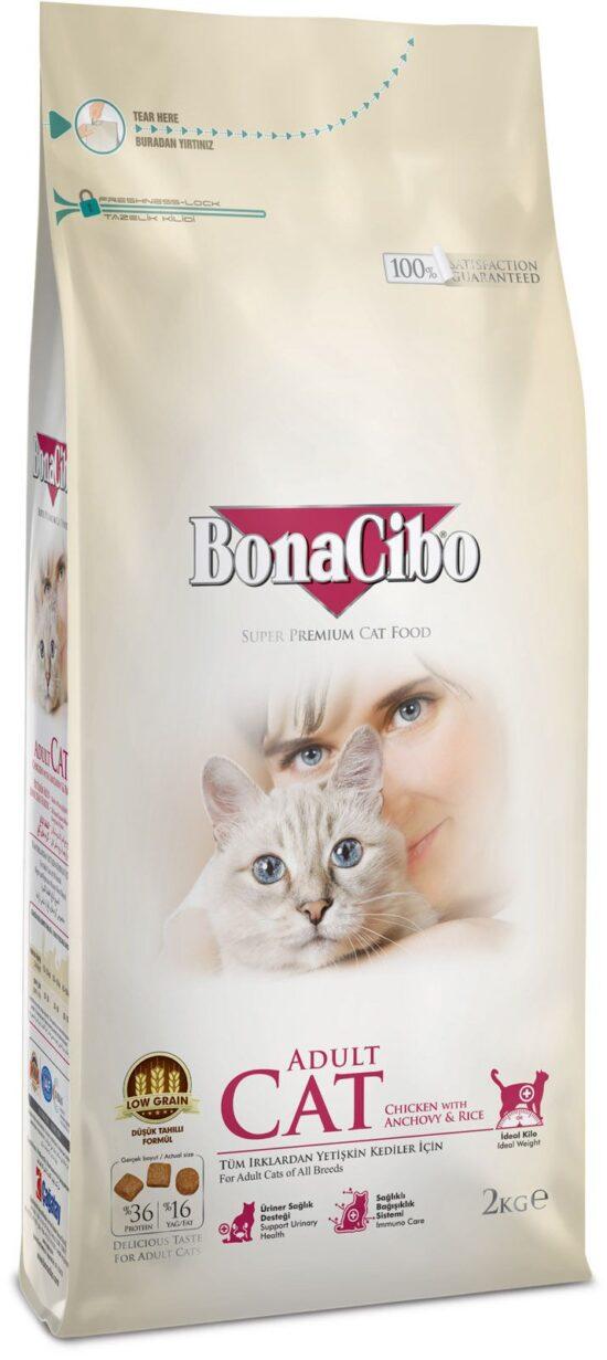 Selected image for BONACIBO Suva hrana za odrasle mačke Super Premium piletina i pirinač sa inćunima 2kg