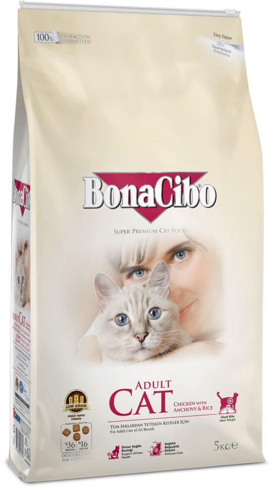 Selected image for BONACIBO Suva hrana za odrasle mačke Super Premium piletina i pirinač sa inćunima 5kg