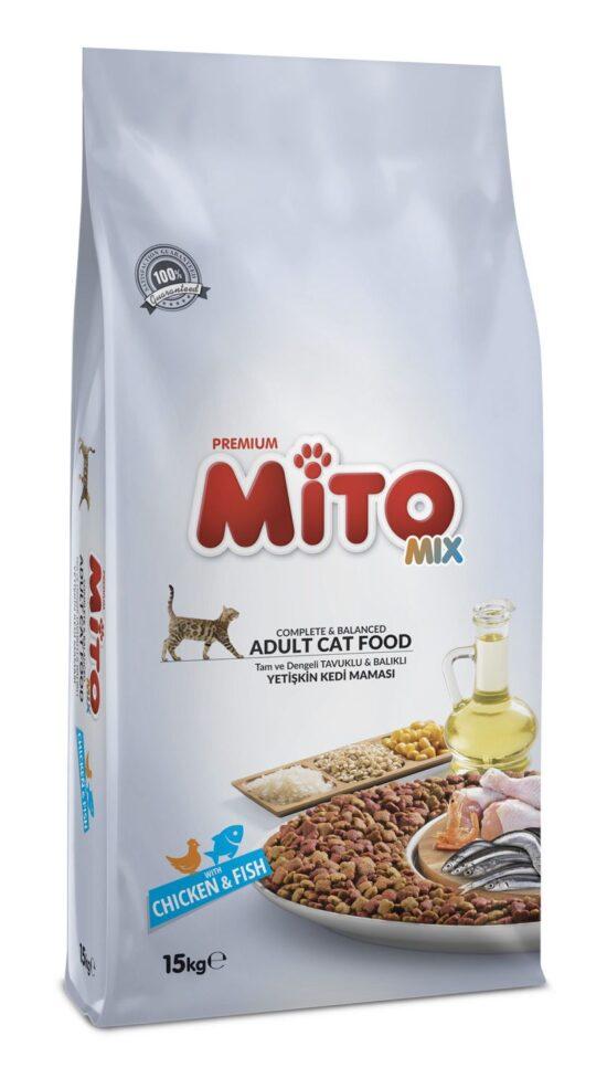 MITO Suva hrana za odrasle mačke mix Premium piletina i riba 15kg