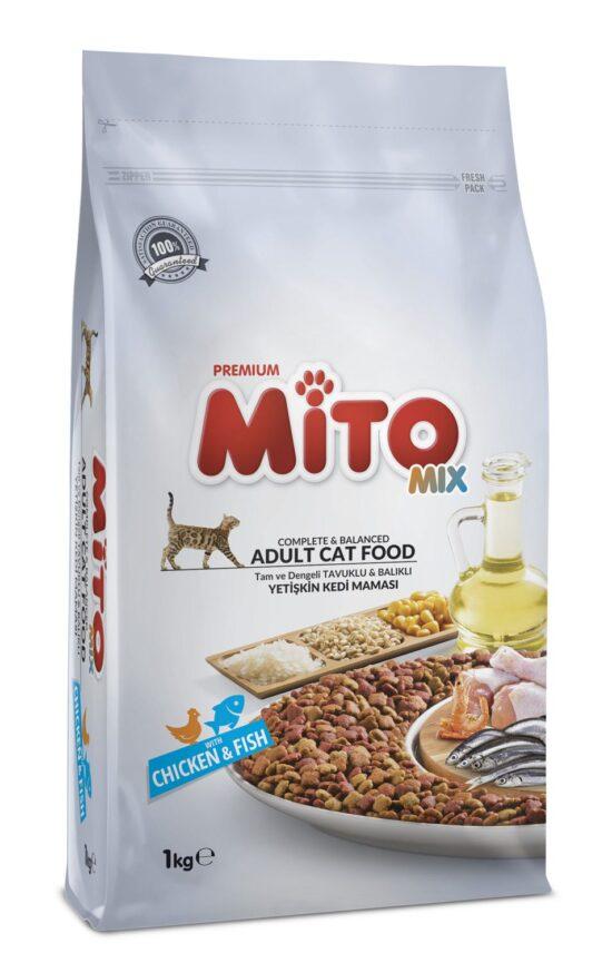 MITO Suva hrana za odrasle mačke mix Premium piletina i riba 1kg