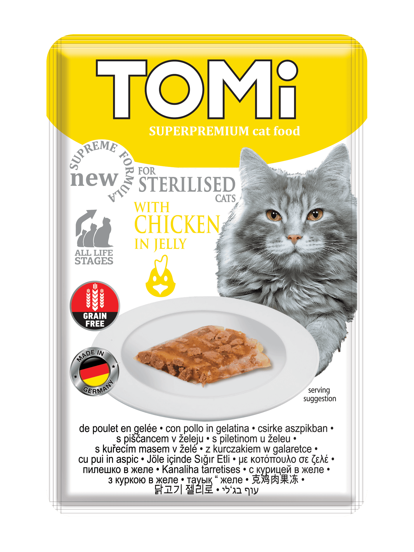 TOMI Vlažna hrana za mačke sa piletinom Adult Sterilised 85g