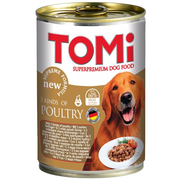 TOMI Vlažna hrana za pse u konzervi - 3 vrste živine 1200g